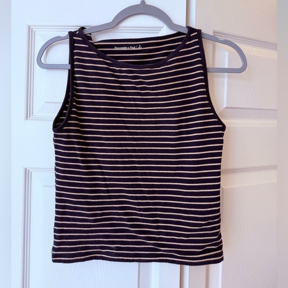 Abercrombie & Fitch Tops - Abercrombie and fitch tan and navy blue striped tank top